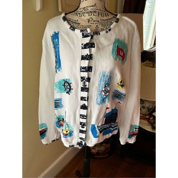 Vintage Sportelle Sailboat Cardigan - Picture 1 of 12
